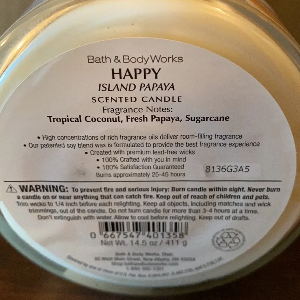 Bath & Body Works Happy Island Papaya 3-wick Candle